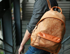 Cool Brown Leather Mens Backpacks Travel Backpacks Laptop Backpack for men