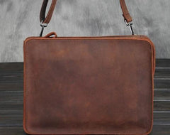 Vintage Small Leather Mens Messenger Bag Clutch Wristlet Shoulder Bag for Men