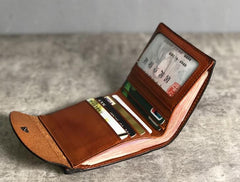 Handmade Genuine Leather Mens Cool Slim Leather Wallet Men Small Wallets Bifold for Men - imessengerbags