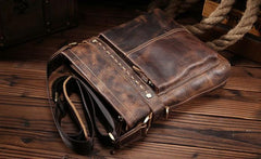 Vintage Leather Mens Cool Small Messenger Bag Cool Shoulder Bag For Men