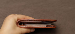 Handmade Leather Mens Cool Slim Leather Wallet Card Wallet Holders Men Small Wallets Bifold for Men - imessengerbags