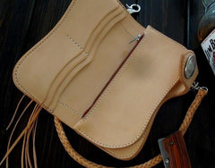 Handmade Leather Biker Wallet Mens Cool Chain Wallet Trucker Wallet with Chain
