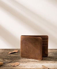Cool Leather Vintage Mens Slim Small Wallets Zipper billfold Wallets for Men - imessengerbags