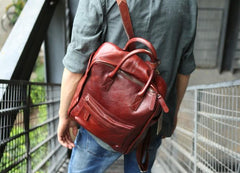 Cool Leather Mens Backpacks Travel Backpack Laptop Backpacks for men