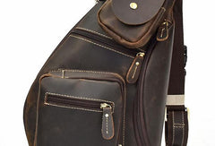 Cool Leather Chest Bag Sling CrossBody Bag Sling Travel Bag Sling Hiking Bag For Men