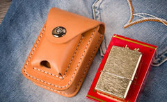 Handmade Leather Mens Leather Cigarette Case Cigarette Box Lighter Pocket Tobacco Pouch