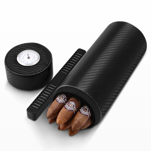 Best Black Eco Carbon Fibre Mens Tube Cigar Case Carbon Fibre Cigar Cases for Men