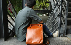 Brown Leather Mens Backpack Travel Backpacks Laptop Backpack for men