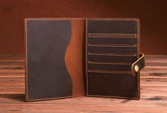 Handmade Mens Leather Small Slim Passport Wallet Vintage Bifold Long Wallet For Men - imessengerbags
