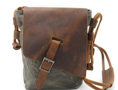 Cool Mens Waxed Canvas Leather Small Courier Bags Canvas Side Bags for Men - imessengerbags