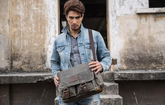 waxed canvas laptop bag Waxed Canvas Messenger Bag Mens WaterProof Canvas Messenger Bag 13'' Laptop Messenger Bag
