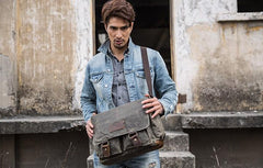 Waxed Canvas Messenger Bags for men Vintage Shoulder Bag for men