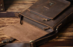 Handmade Leather Mens Cool Shoulder Bag Messenger Bag Chest Bag Bike Bag Cycling Bag for men - imessengerbags
