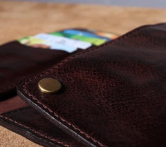 Handmade Leather Biker Wallet Trifold Folding Mens Cool Chain Wallet Trucker Wallet with Chain - imessengerbags