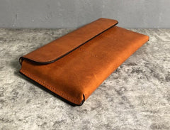 Handmade Leather Mens Cool Wallet Long Leather Wallet Clutch Wristlet Wallet for Men Women - imessengerbags