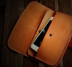 Handmade Leather Men Slim Cool Leather Wallet Long Phone Clutch Wallets for Men - imessengerbags