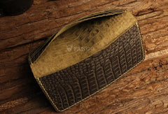 Handmade Leather Alligator Pattern Mens Cool Travel Long Wallet Card Holder Card Slim Clutch Wallets for Men - imessengerbags
