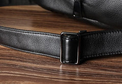 Genuine Leather Mens Cool Backpack Sling Bag Large Black Travel Bag Hiking Bag for men