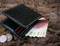 Handmade Leather Boa Skin Mens billfold Wallet Cool Leather Wallet Slim Wallet for Men - imessengerbags
