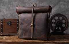 Handmade Leather Mens Cool Backpack Sling Bag Large Black Travel Bag Hiking Bag for men - imessengerbags