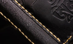 Handmade Leather Chinese Lion Tooled Mens billfold Wallet Cool Leather Wallet Slim Wallet for Men - imessengerbags