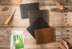 Leather Mens Slim Cards Holder Front Pocket Wallets Card Wallet for Men