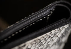 Handmade Leather Boa Skin Tooled Mens billfold Wallet Cool Slim Wallet Biker Wallet for Men - imessengerbags