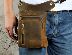 Cool Leather Mens Drop Leg Bag Belt Pouch Waist Bag Shoulder Bag for Men - imessengerbags