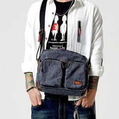 Fashion Oxford Cloth Leather Mens Ancient Red Side Bag Messenger Bags Ancient Gray Oxford Cloth Courier Bag for Men - imessengerbags