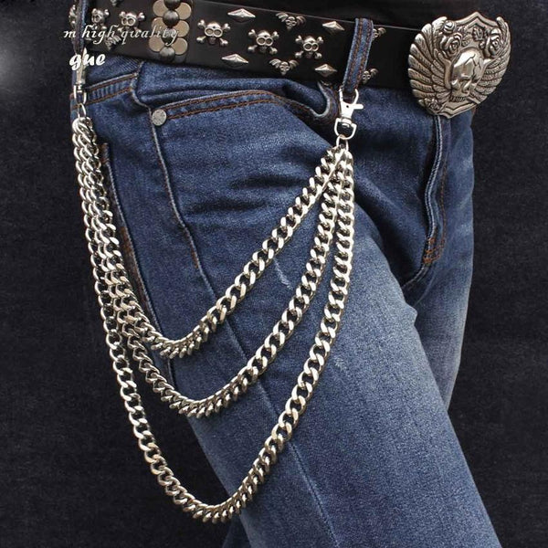 Cool Punk Mens Tri Pants Chain wallet Chain Biker Wallet Chain Jeans Chain Jean Chain For Men - imessengerbags
