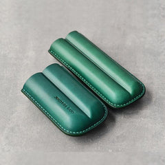 Cool Green Leather Mens 2pcs Cigar Case Cool Custom Leather Cigar Case for Men