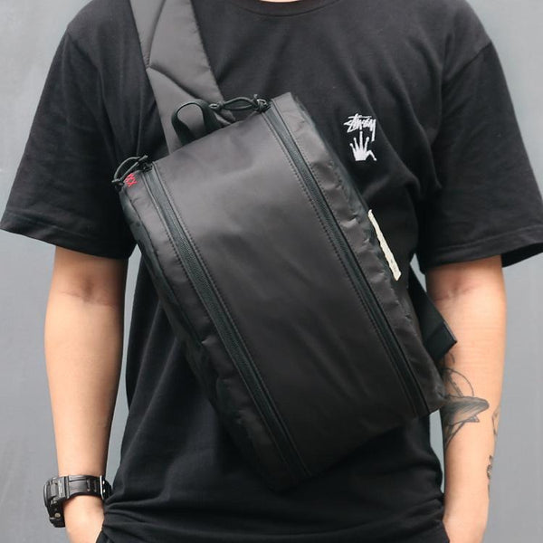 Cool Black Oxford Cloth PVC Men's Sling Bag Chest Bag One Shoulder Backpack For Men - imessengerbags