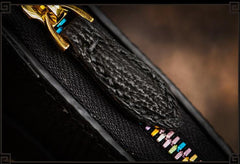 Handmade Leather Small Tooled Mens billfold Wallet Cool Chain Wallet Biker Wallet for Men - imessengerbags