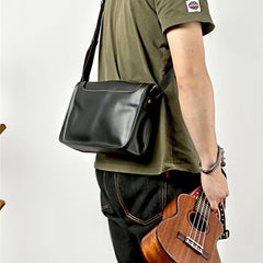 Handmade Dark Coffee Leather Mens 10 inches Courier Bag Brown Messenger Bags Dark Brown Postman Bags For Men - imessengerbags