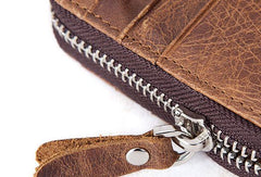 Cool Leather Small Slim Zipper Wallet billfold Wallet Card Wallets For Men - imessengerbags