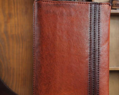 Handmade Genuine Leather Mens Cool Long Wallet Wristlet Bifold Clutch Wallet for Men
