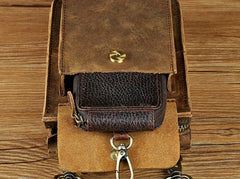 Mens Leather Small Belt Pouch Side Bag Waist Pouch COURIER BAG Holster Belt Case for Men
