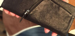 Genuine Leather Mens Cool Long Leather Phone Wallet Zipper Clutch Wristlet Wallet for Men - imessengerbags