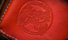 Handmade Leather Small Tooled Mens billfold Wallet Cool Chain Wallet Biker Wallet for Men