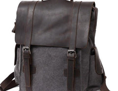 Mens Canvas Leather Backpack Canvas Travel Backpack Canvas School Backpacks for Men