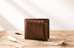 Cool Leather Mens Small Wallets Bifold Vintage billfold Wallets for Men - imessengerbags