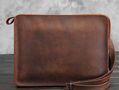 Vintage Small Leather Mens Messenger Bag Clutch Wristlet Shoulder Bag for Men