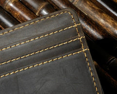 Cool Leather Mens Slim Small Wallet Money Clip Front Pocket Wallet for Men
