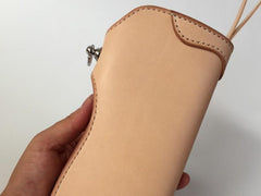 Handmade Leather Biker Wallet Mens Cool Chain Wallet Trucker Wallet with Chain
