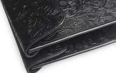 Handmade Leather Floral Tooled Mens Clutch Cool Slim Wallet Zipper Clutch Wristlet Wallet for Men