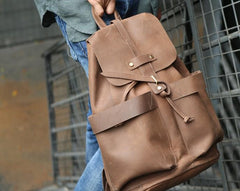 Cool Coffee Mens Leather Backpack Travel Backpacks Laptop Backpacks for men - imessengerbags