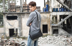 Black Brown Cool Leather Mens Shoulder Bags Messenger Bags for Men - imessengerbags