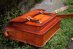 Handmade Leather Cool Mens Brown Briefcase Messenger Bag School Bag for men - imessengerbags