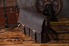 Handmade Leather Mens Cool Shoulder Bag Messenger Bag Chest Bag Bike Bag Cycling Bag for men - imessengerbags