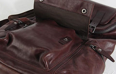 Genuine Leather Mens Cool Backpack Sling Bag Large Black Travel Bag Hiking Bag for men - imessengerbags